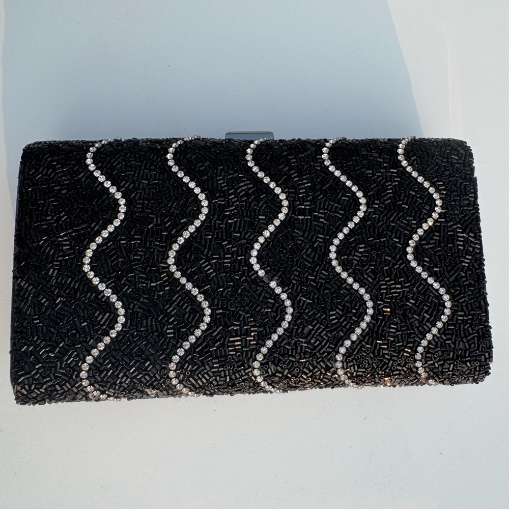 Elegant Black Beaded Clutch